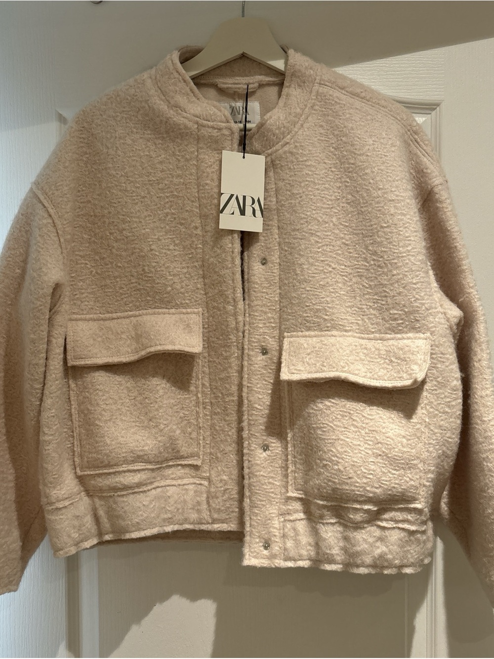 Zara Cream Brushed Pocket Jacket
